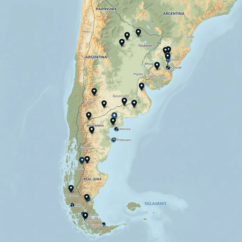 Mapa de Argentina con ubicaciones de estaciones